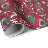 Fun fröhliche Weihnachtself Illustration Foto Name Geschenkpapier (Rolleneckpunkt)