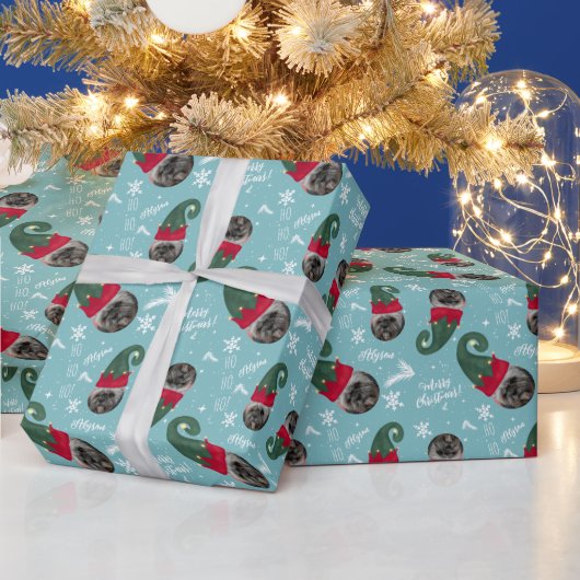 Fun fröhliche Weihnachtself Illustration Foto Name Geschenkpapier (Feiertage)