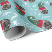 Fun fröhliche Weihnachtself Illustration Foto Name Geschenkpapier (Rolleneckpunkt)