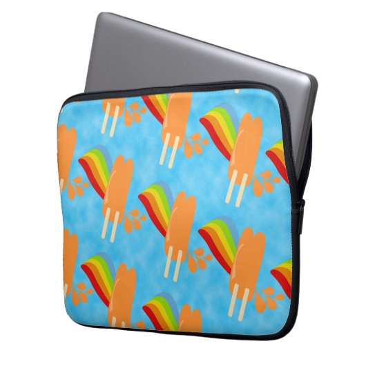 Fun Frozen Leckerei Orange Pop Retro Regenbogen Laptopschutzhülle (Vorderseite Links)