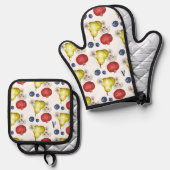 Fun Fruit Monogram Ofenhandschuh & Topflappen-Set (Vorderseite/Rückseite)