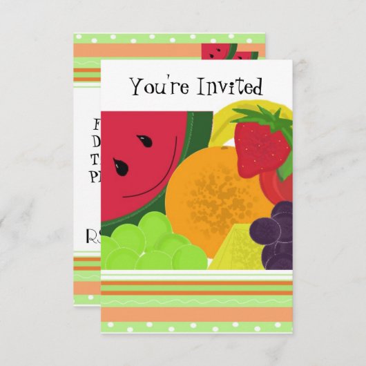 Fun Fruit Party Einladung (Vorne/Hinten)