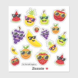 Fun Fruit Stickers mit Sonnenbrille Aufkleber