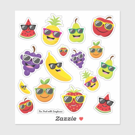 Fun Fruit Stickers mit Sonnenbrille Aufkleber (Blatt)