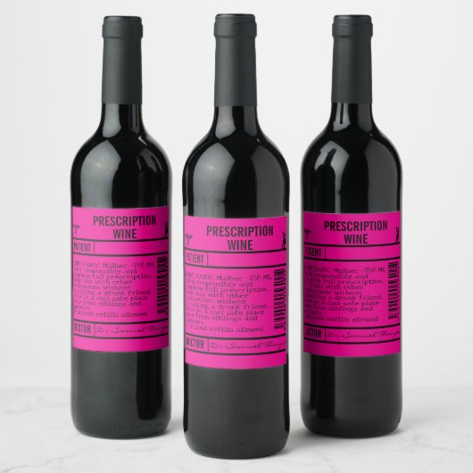 FUN FUCHSIA editable Wine Labels for WINE Weinetikett (Flaschen)