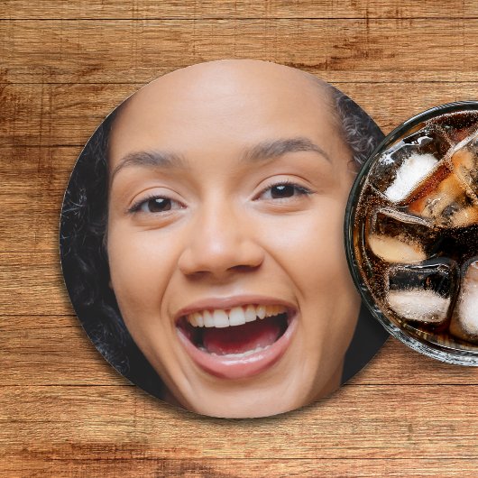 Fun Full Face Nah Up Selfie Foto Runder Pappuntersetzer