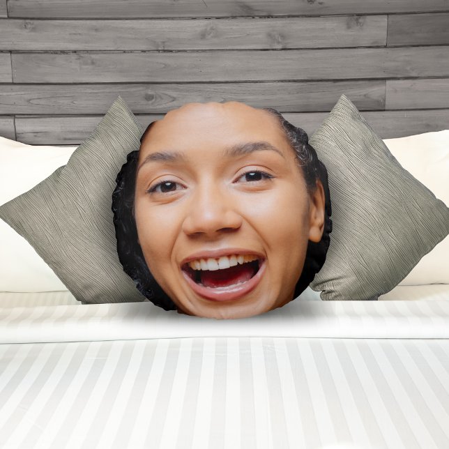 Fun Full Face Nah Up Selfie Foto Rundes Kissen (Fun Full Face Close Up Selfie Photo Round Pillow)