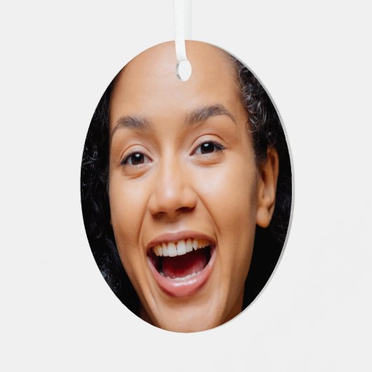 Fun Full Face Nah Up Selfie Foto Weihnachten Ornament Aus Metall (Vorderseite links)