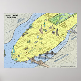 Fun Fun Map von New York City | Poster | Wall Prin