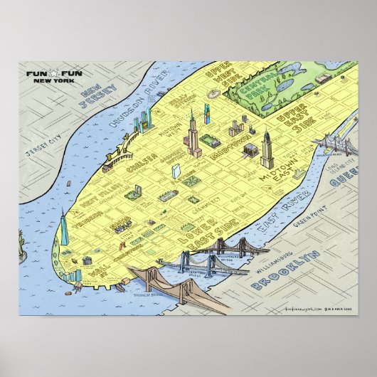 Fun Fun Map von New York City | Poster | Wall Prin (Vorne)