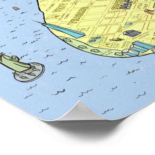 Fun Fun Map von New York City | Poster | Wall Prin (Ecke)