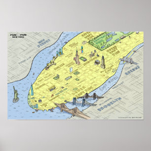 Fun Fun Map von New York City Poster Wall Prin