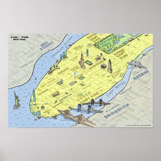 Fun Fun Map von New York City | Poster | Wall Prin (Vorne)