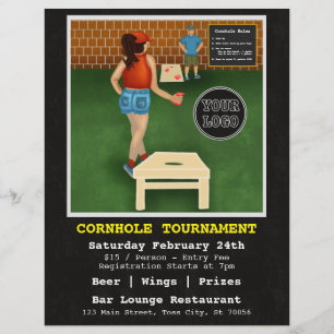 Fun Fundraiser Bar Restaurant Cornhole Turnier Flyer
