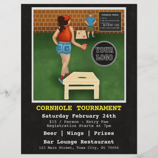 Fun Fundraiser Bar Restaurant Cornhole Turnier Flyer (Vorne)