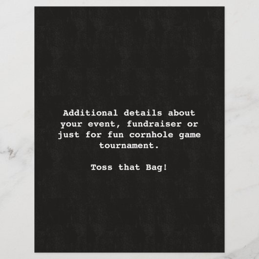 Fun Fundraiser Bar Restaurant Cornhole Turnier Flyer (Hinten)