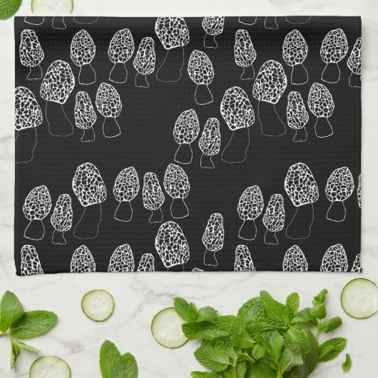 Fun Fungi Morel Mushrooms Muster Geschirrtuch (Gefaltet)