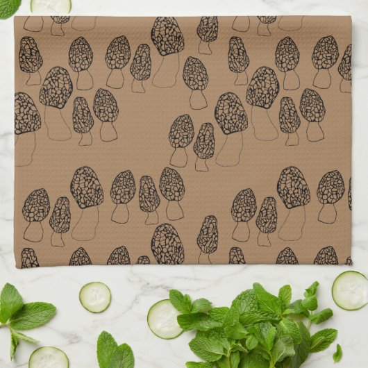 Fun Fungi Morel Mushrooms Muster Geschirrtuch (Gefaltet)