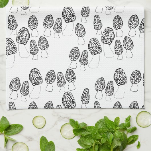 Fun Fungi Morel Mushrooms Muster Geschirrtuch (Gefaltet)