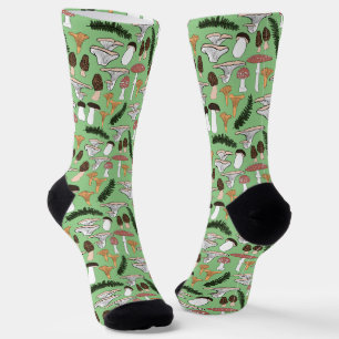 Fun Fungi Mushroom Fern Muster für grüne Suche Socken