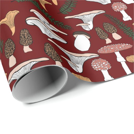 Fun Fungi Mushroom Fern Muster Geschenk Geschenkpapier (Rolleneckpunkt)