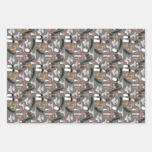 Fun Fungi Mushroom Fern Muster Geschenkpapier Set (Vorderseite 3)