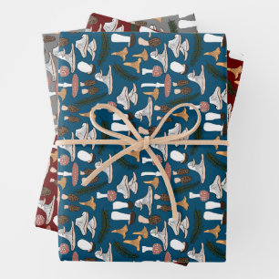 Fun Fungi Mushroom Fern Muster Geschenkpapier Set