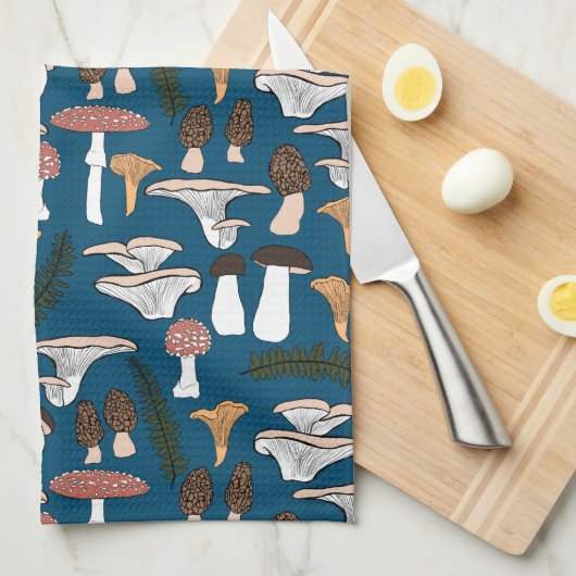Fun Fungi Mushroom Fern Muster Geschirrtuch (Viertel Falte)