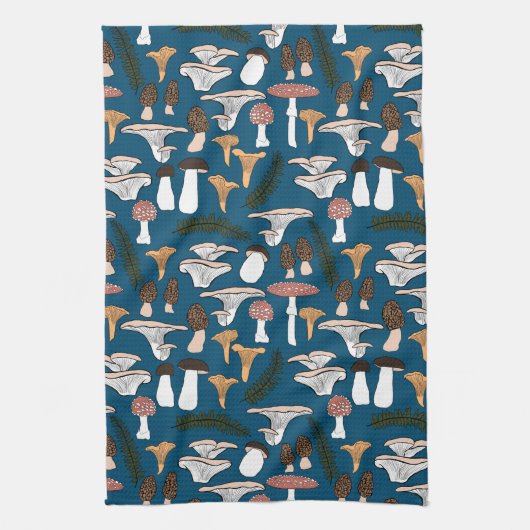 Fun Fungi Mushroom Fern Muster Geschirrtuch (Vertikal)