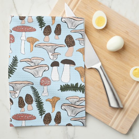 Fun Fungi Mushroom Fern Muster Geschirrtuch (Viertel Falte)