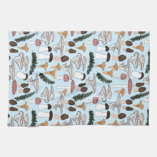 Fun Fungi Mushroom Fern Muster Geschirrtuch (Horizontal)