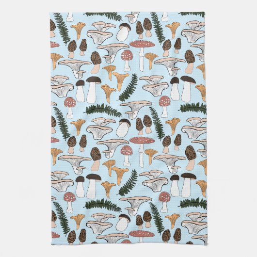 Fun Fungi Mushroom Fern Muster Geschirrtuch (Vertikal)