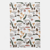 Fun Fungi Mushroom Fern Muster Geschirrtuch (Vertikal)