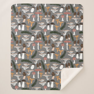 Fun Fungi Mushroom Fern Muster Sherpadecke