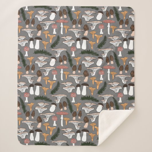 Fun Fungi Mushroom Fern Muster Sherpadecke (Vorderseite)
