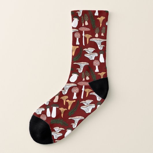 Fun Fungi Mushroom Fern Muster Socken (Links - Außen)
