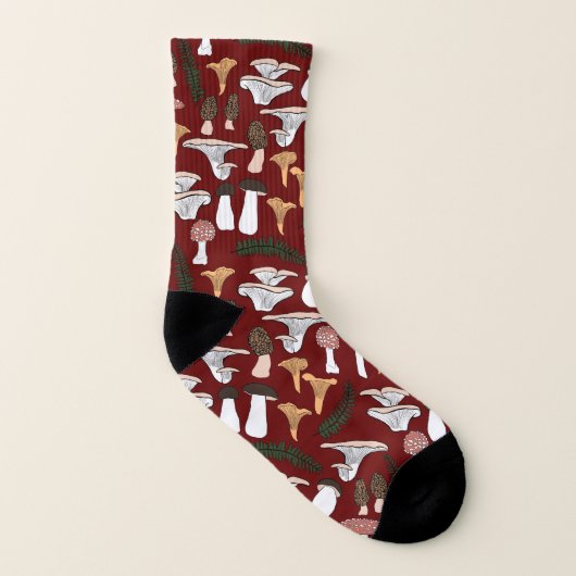 Fun Fungi Mushroom Fern Muster Socken (Links - Innen)