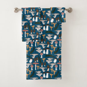 Fun Fungi Mushroom Fern Pattern Badetuch Set