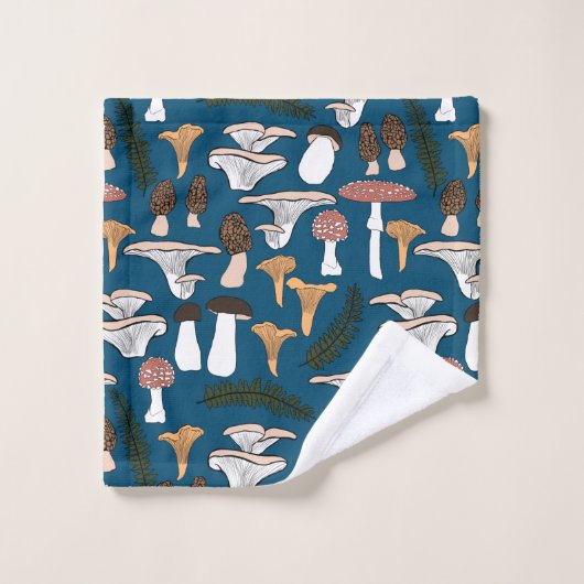 Fun Fungi Mushroom Fern Pattern Badetuch Set (Waschlappen)