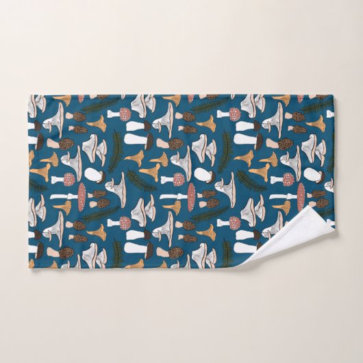 Fun Fungi Mushroom Fern Pattern Badetuch Set (Handtuch)