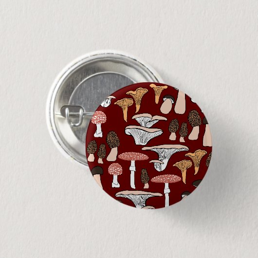 Fun Fungi Mushroom Pattern Button (Vorne & Hinten)