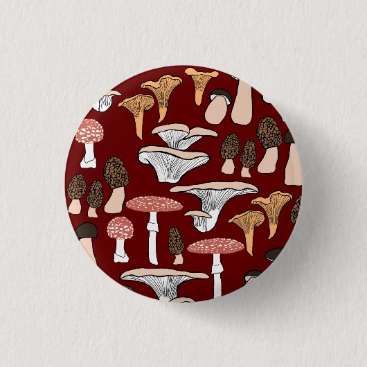 Fun Fungi Mushroom Pattern Button (Vorderseite)