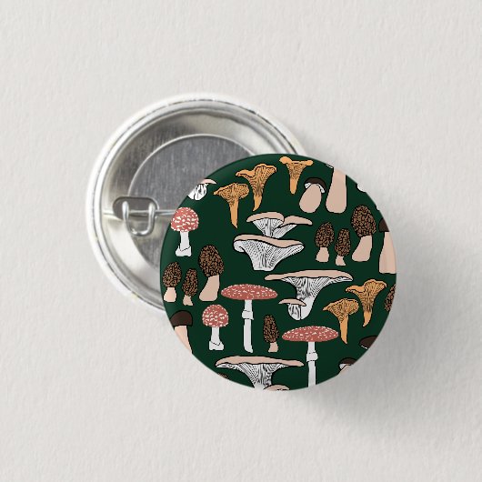 Fun Fungi Mushroom Pattern Button (Vorne & Hinten)