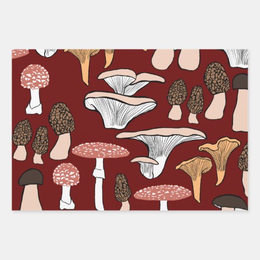 Fun Fungi Mushroom Pattern Geschenkpapier Set (Vorderseite 3)