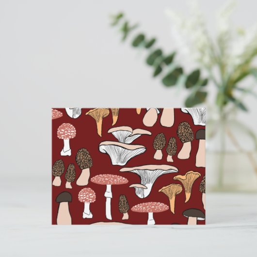 Fun Fungi Mushroom Pattern Postkarte (Stehend Vorderseite)