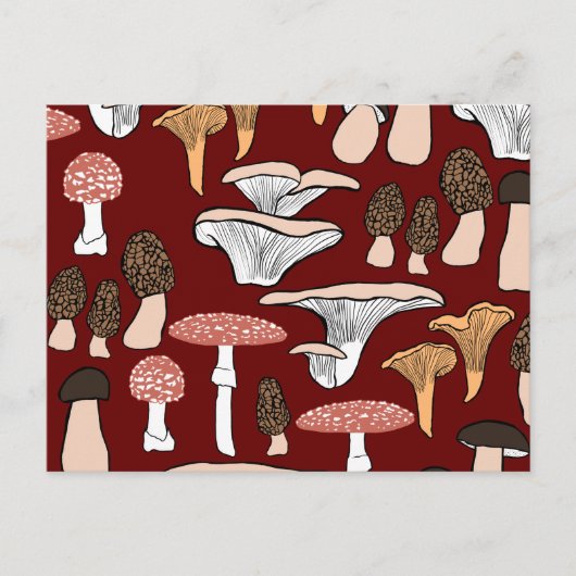 Fun Fungi Mushroom Pattern Postkarte (Vorderseite)