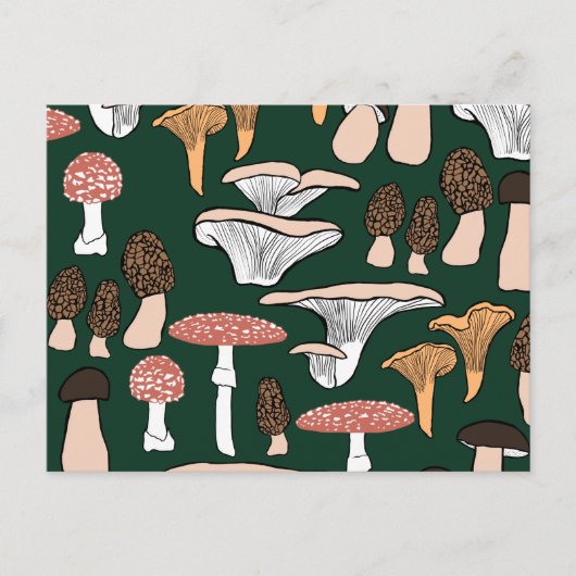 Fun Fungi Mushroom Pattern Postkarte (Vorderseite)