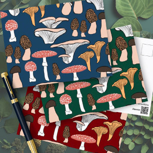 Fun Fungi Mushroom Pattern Postkarte