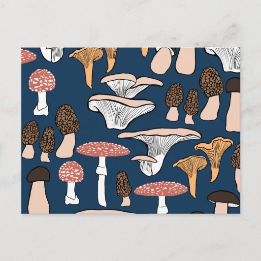 Fun Fungi Mushroom Pattern Postkarte (Vorderseite)