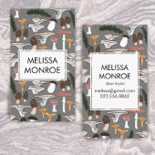 Fun Fungi Pilze Ferns Muster illustriert Visitenkarte